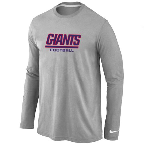 Nike New York Giants Authentic Font Long Sleeve NFL T-Shirt - Grey